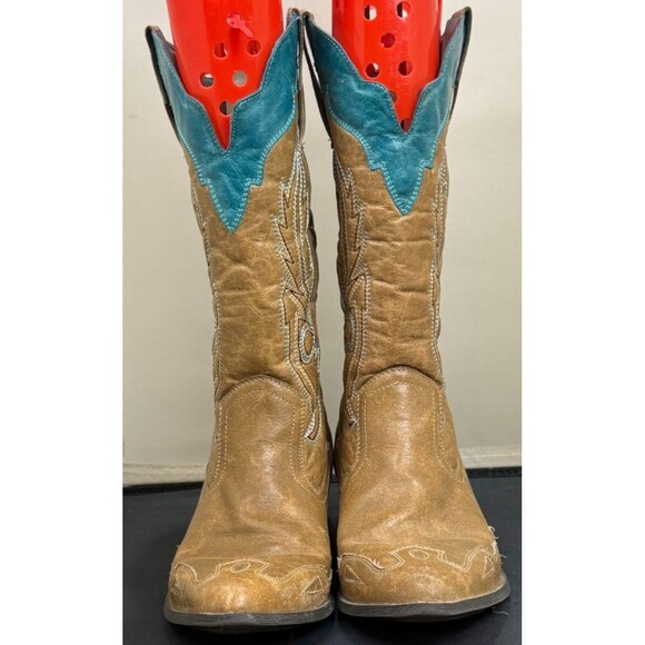 Coconuts by Matisse Western Cowboy Boots 8.5 Tan Teal Embroider Cimmaron Cowgirl - Picture 2 of 11